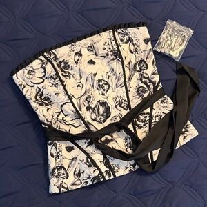 WHBM Floral Black and White Corset Bustier